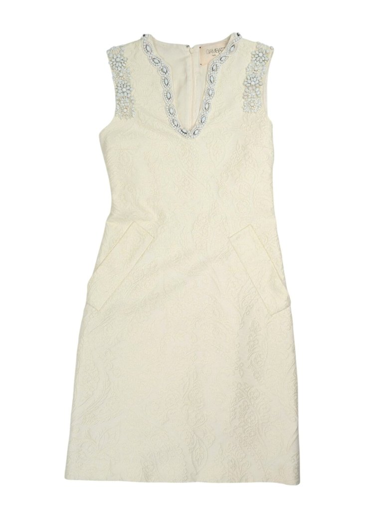 Giambattista Valli V-Neck Sheath Dress In Ivory